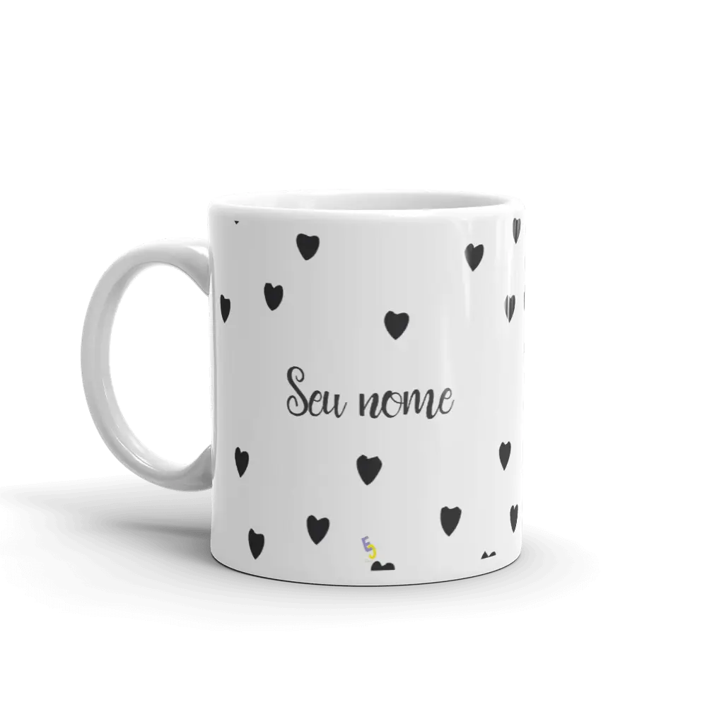 CANECA CORAÇÕES BLACK (COM NOME)