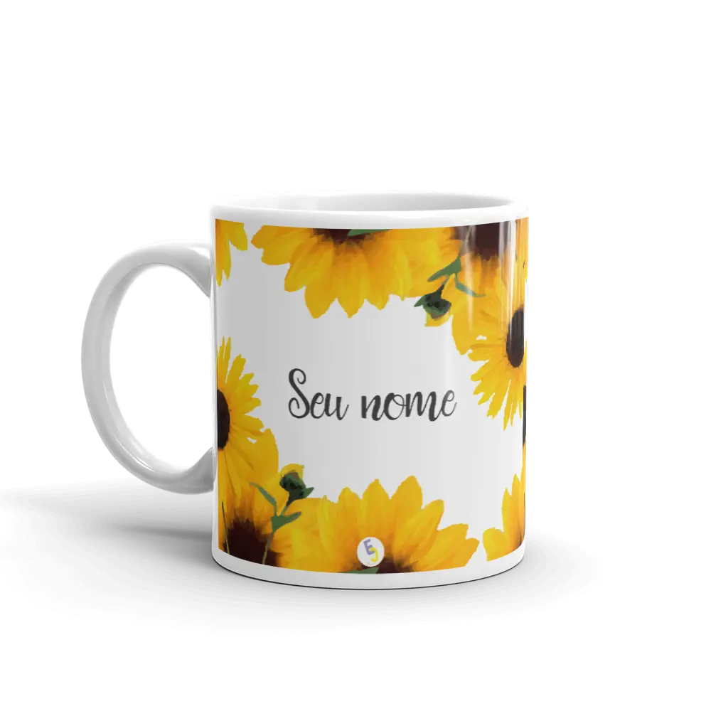 CANECA MOUDURA GIRASSOL (COM NOME)