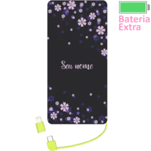 Power Bank Dark Floral Rosa (Com Nome)