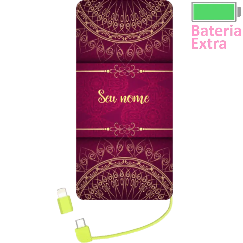 Power Bank Mandala Vinho (Com Nome)
