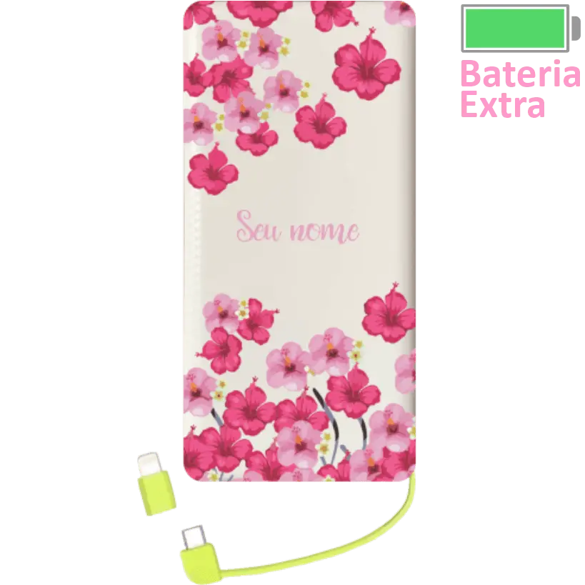 Power Bank Flores Rosas (Com Nome)