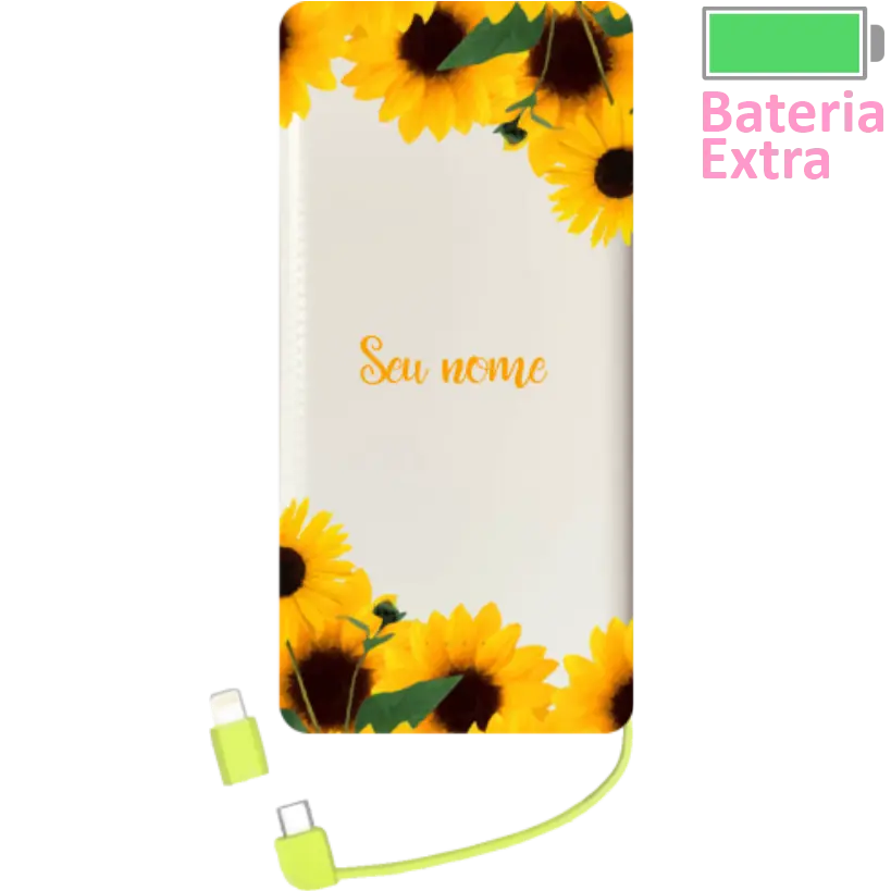 Power Bank Moldura Girassol (Com Nome)