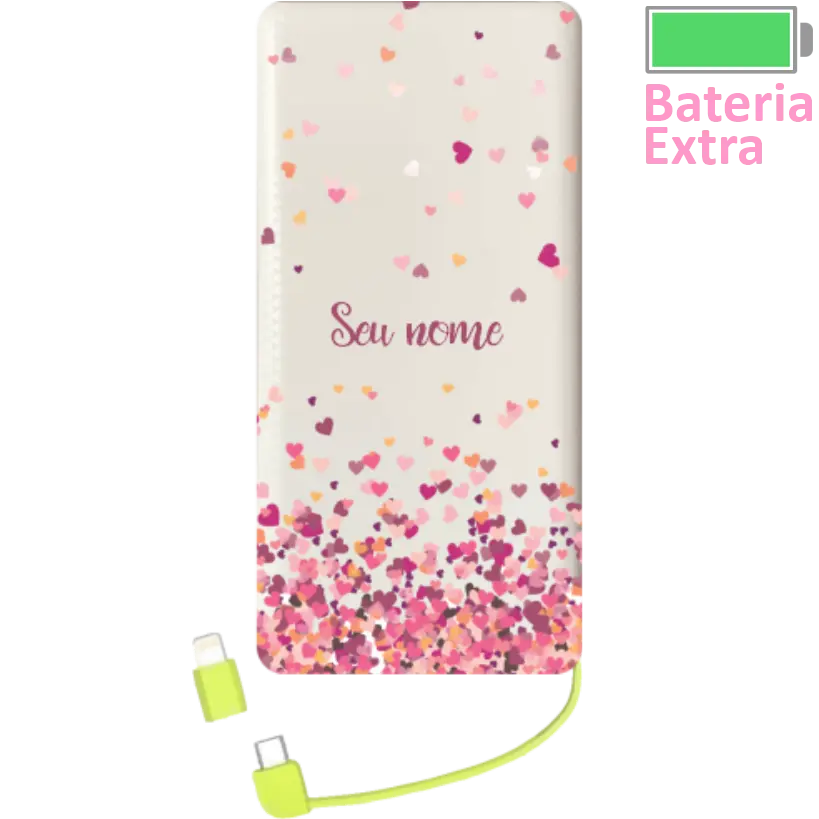Power Bank Corações Flutuantes (Com Nome)