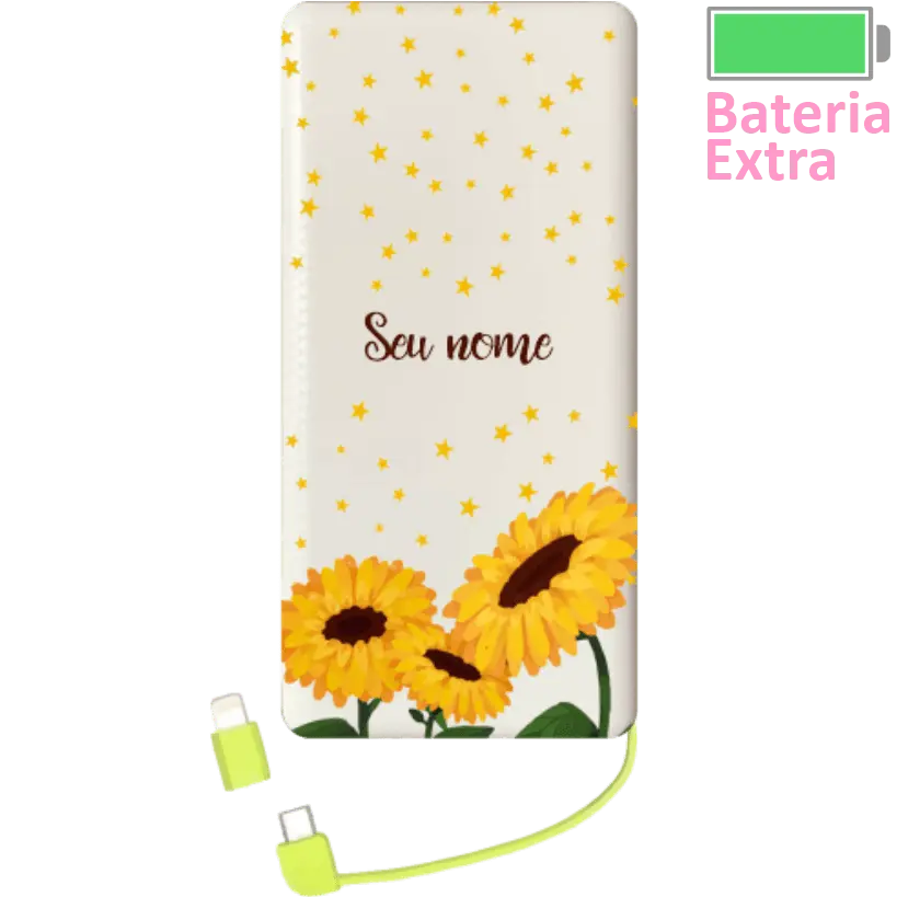 Power Bank Estrelas E Girassóis (Com Nome)