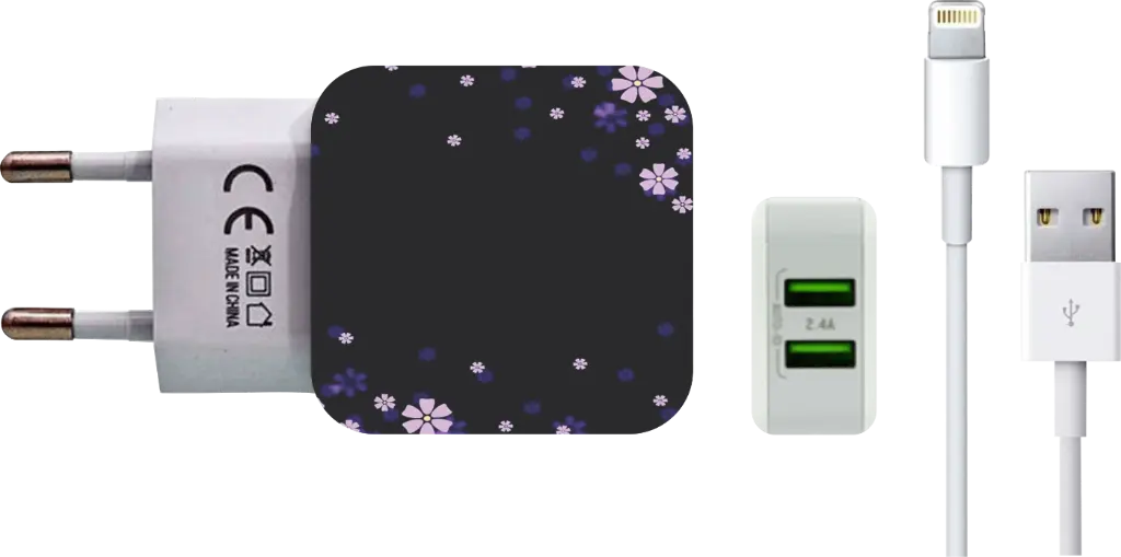 Carregador Dark Floral Azul (Com Nome)