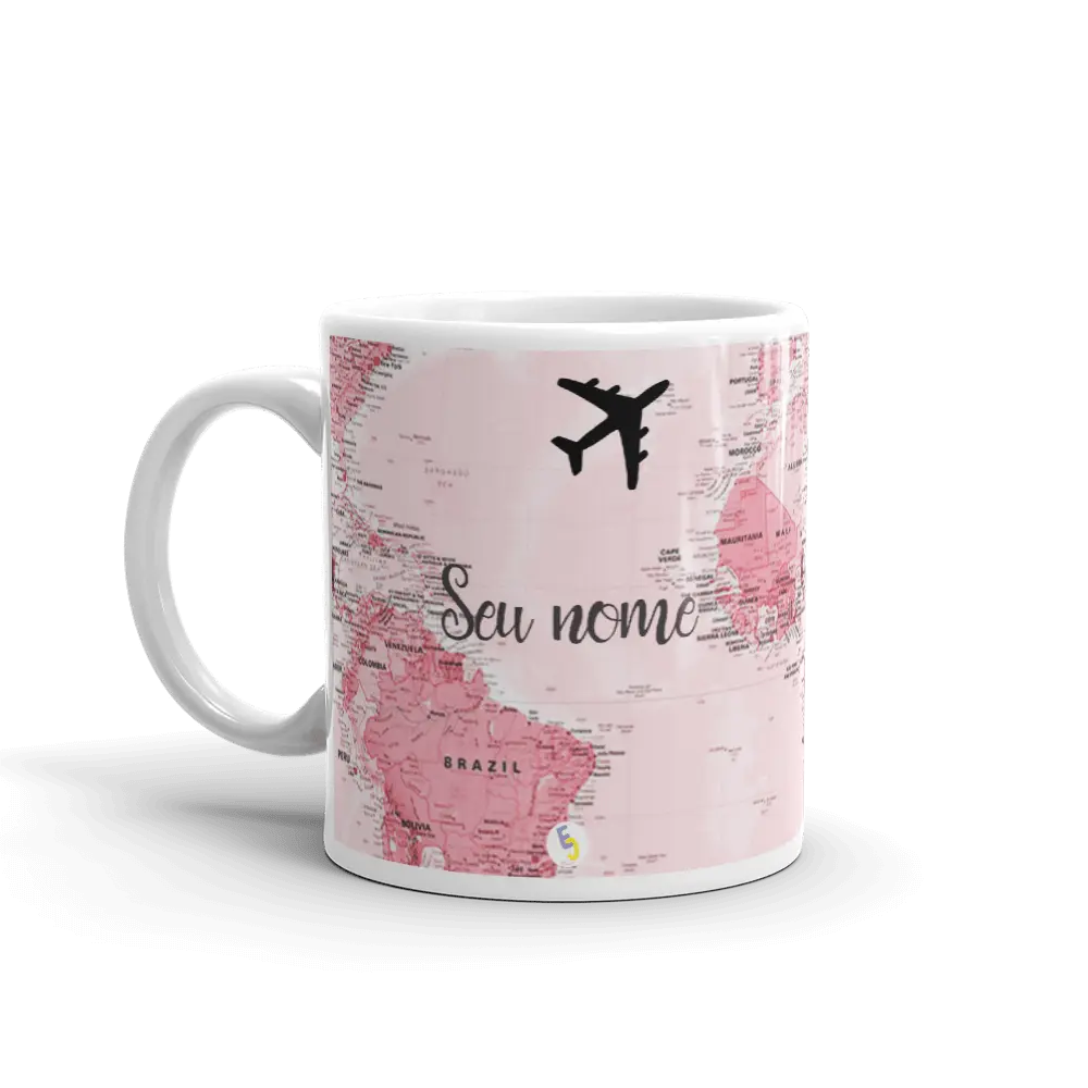CANECA VOLTA AO MUNDO ROSA (COM NOME)