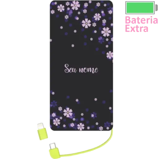Power Bank Floral Azul (Com Nome)