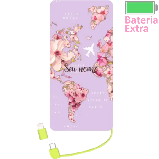 Power Bank Volta Ao Mundo De Flores (Com Nome)