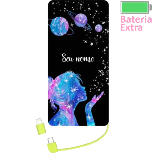 Power Bank Menina Da Galaxia (Com Nome)