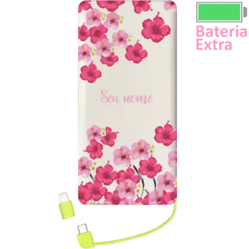 Power Bank Flores Rosas (Com Nome)