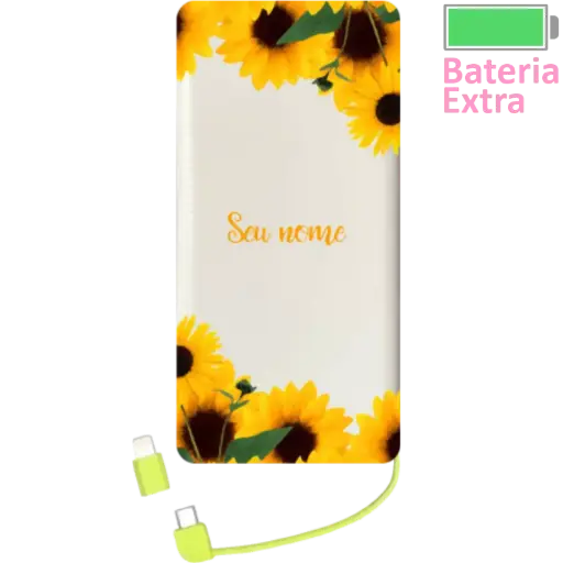 Power Bank Moldura Girassol (Com Nome)