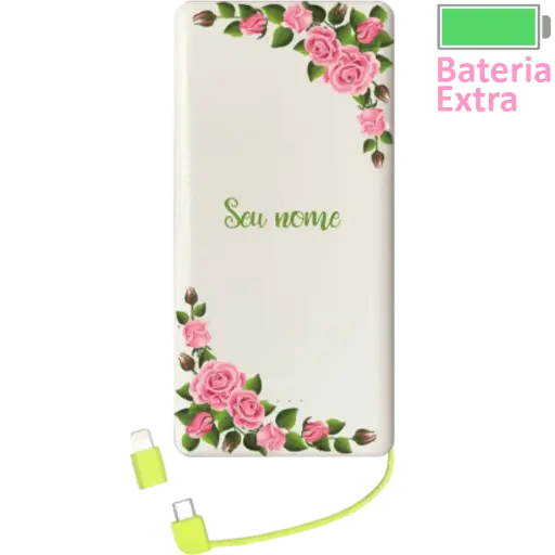 Power Bank Molduras Rosas (Com Nome)