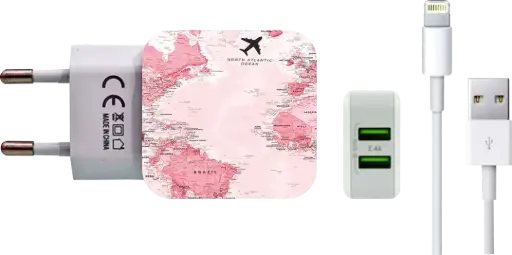 [carregador n001-1-1] Carregador Volta Ao Mundo Rosa (Com Nome)