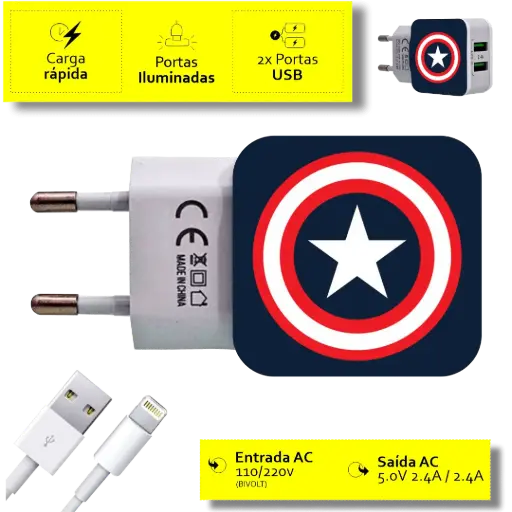 CARREGADOR ESCUDO CAPITÃO AMERICA