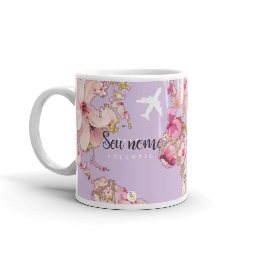CANECA VOLTA AO MUNDO DE FLORES (COM NOME)