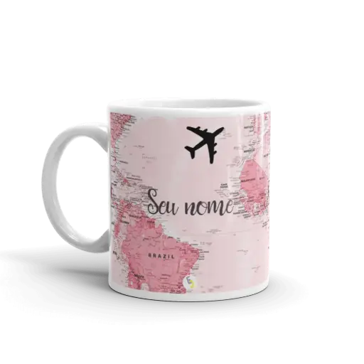 CANECA VOLTA AO MUNDO ROSA (COM NOME)